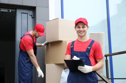 Boxes and household items prepared for long-term storage in Nagshead
