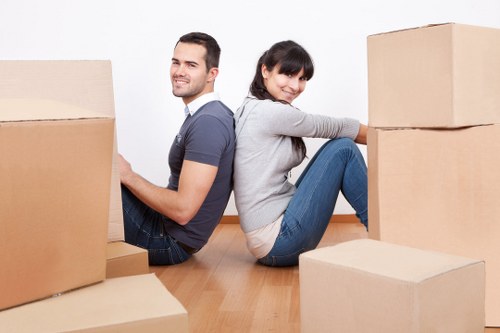 Apartment corridor and lift access for flat removals in Nagshead